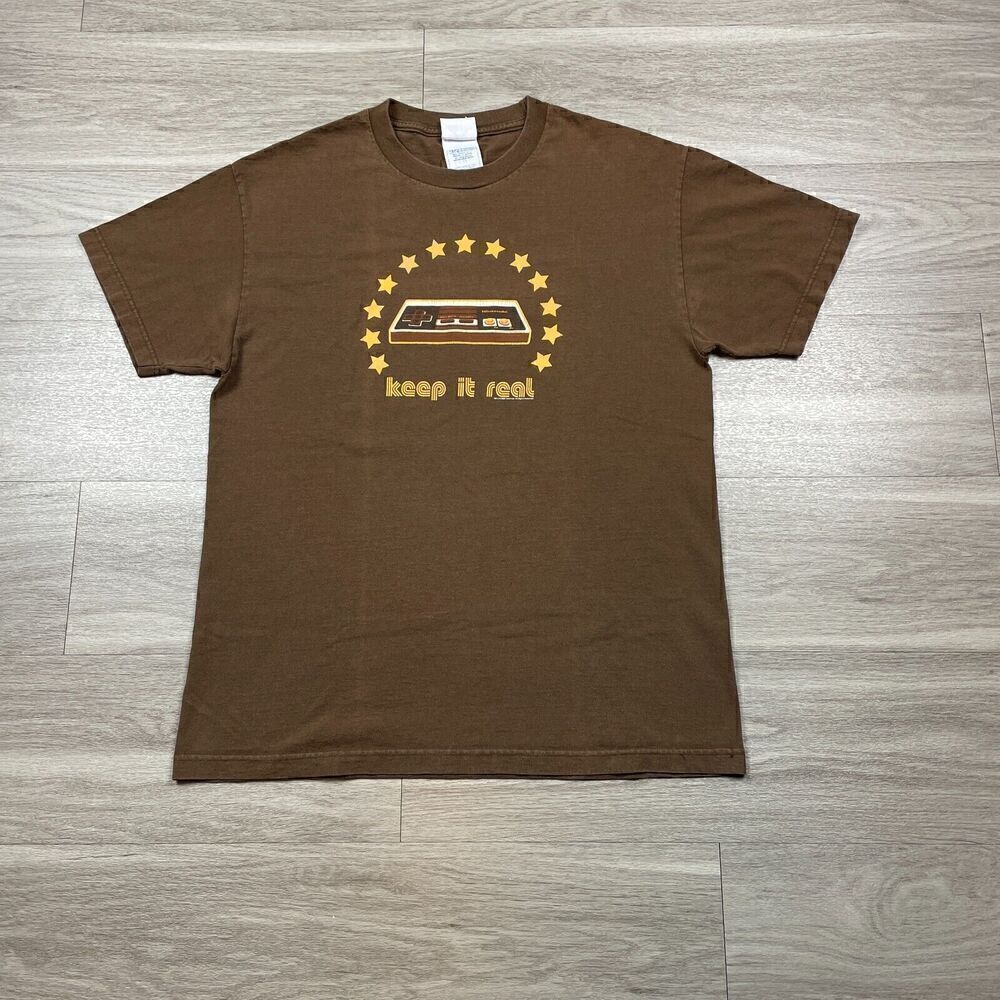 Vintage Shirt Mens Large Brown Super Nintendo Video Game 2003 Keep it Real